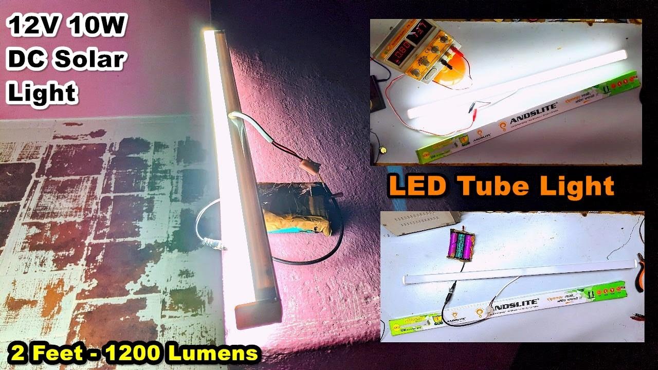 12V 10W DC Solar LED Tube Light - 2 Feet- 1200 Lumens | Solar Energy | POWER GEN