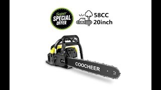 Yiilove COOCHEER 20" 58CC Gas Powered Chainsaw 2 Stroke Handed Petrol Gasoline Chain Saw