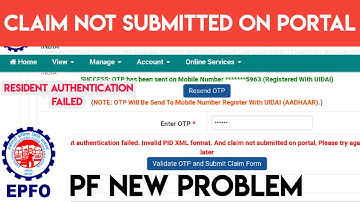 Resident authentication failed. Invalid PID XML format. And claim not submitted on portal