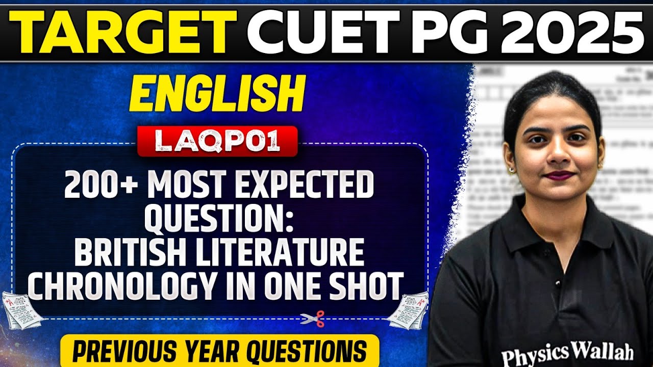 CUET PG 2025 English | 200+ Most Expected Question | British Literature ...