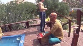 Om namah sivaya kirtan chanting at the jacuzzi during our weekend yoga
teacher training retreat liberty advanced center in san diego,
california. ...