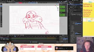 2D Animating in Blender Grease Pencil // Livestream Alerts // Frame by Frame