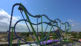 Six flags over texas celebrates the grand opening of "the joker," a
free fly coaster.