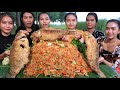 Wow amazing cooking fish crispy with papaya salad recipe - Cooking skill