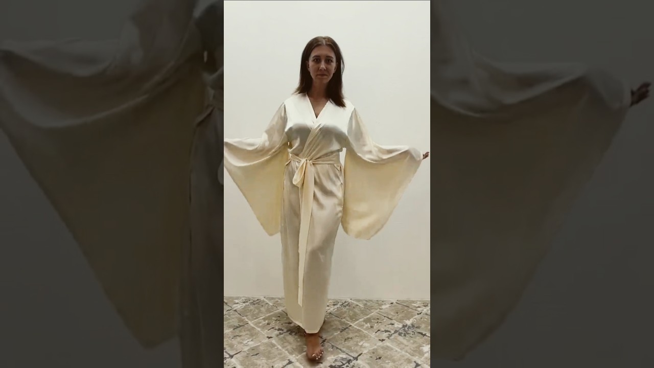 Long White Ivory Satin Robe 