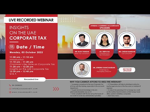 Insights on the UAE Corporate Tax | Live Recorded Webinar