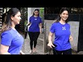 Sachin Tendulkar Hot Daughter Sara Tendulkar Looks Super Huge In Blue Bodycon T Shirt At Bandra