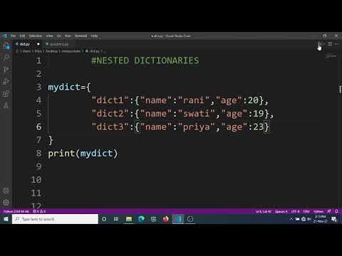 Nested dictionary in python|| Coding With Sarika ||