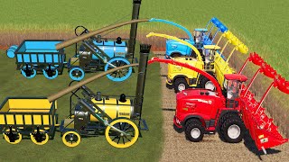 KING OF COLORS! CANDY HARVEST WITH LOCOMOTIVE TRAILERS AND LONG CUTTERS! FS19 screenshot 5
