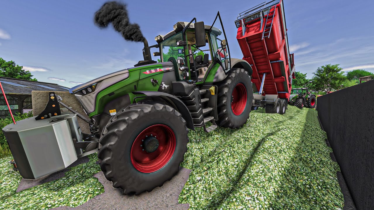 Fendt 1050 Vario на кукурузной силосе на французской ферме (впечатляющий трактор) | FS 25