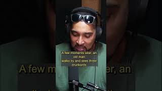 3 Drunk men walk down an alley