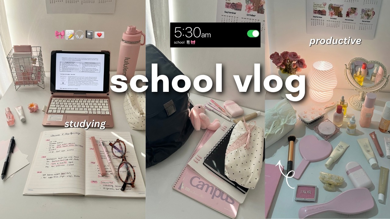 Продуктивный школьный видеоблог 📓✮⋆˙Просыпаюсь в 5 утра, школьные дни, много учебы