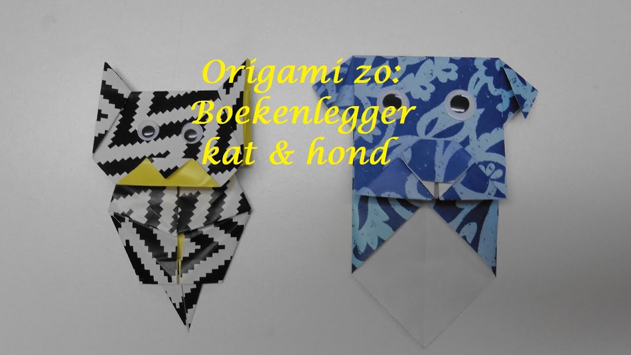 Origami zo: Boekenlegger kat & hond - YouTube