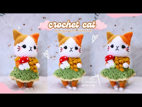 [♡muguetᵕ̈♡]あみぐるみ② Autumn Cat Crochet Part 2 | 🇺🇲🇪🇦 Sub | Free Amigurumi