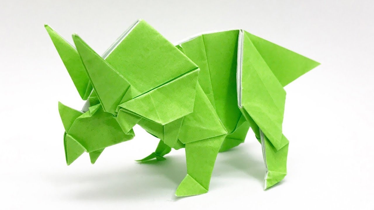 恐竜折り紙 トリケラトプス さくb Dinosaur Origami Triceratops Sakub Youtube