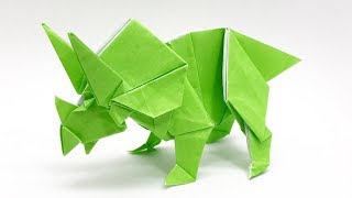 恐竜折り紙「トリケラトプス」（さくB）Dinosaur Origami Triceratops  (sakuB)