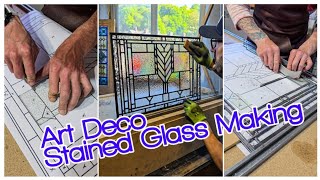 Making this Art Deco Bathroom Stained Glass Transom Window