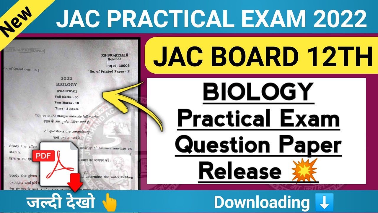 Jac Board Biology Practical Exam 2022 Question Paper Released | Pdf Download | Jac today Update