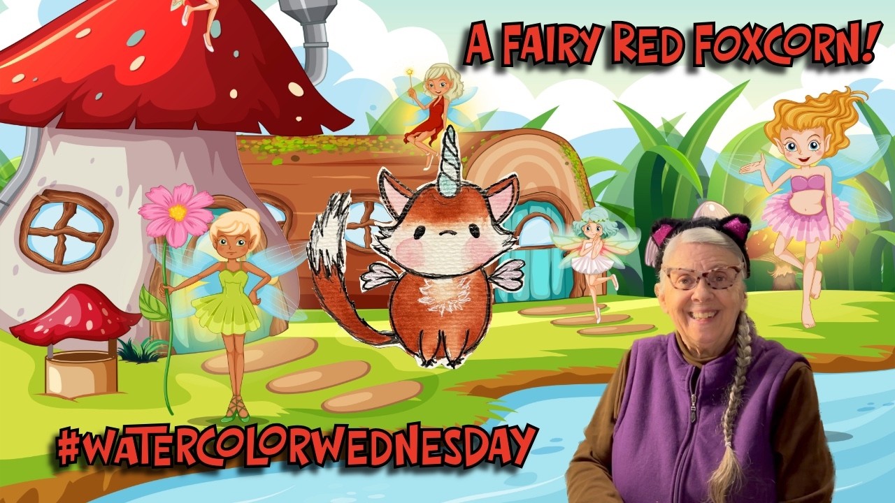 FAIRY WING WATERCOLOR WEDNESDAY: Fairy Red Foxcorn! And a POSSUM-licious Birthday Happy Mail