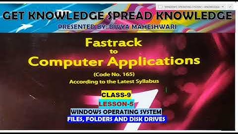 FASTRACK TO COMPUTER APPLICATIONS PART-6 CLASS-9 CH-5 WINDOWS OPERATING SYSTEM