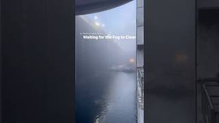 Waiting out the fog in a navigation lock #barge #snakeriver