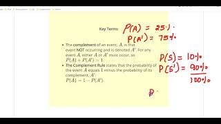 Complement and Addition Rules for probability