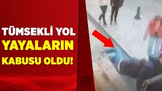 Tuzak gibi kaldırım! Onlarca yaya düşüp yaralandı! | A Haber