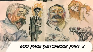 MAN GOES INSANE FILLING 600 PAGE SKETCHBOOK PART 2