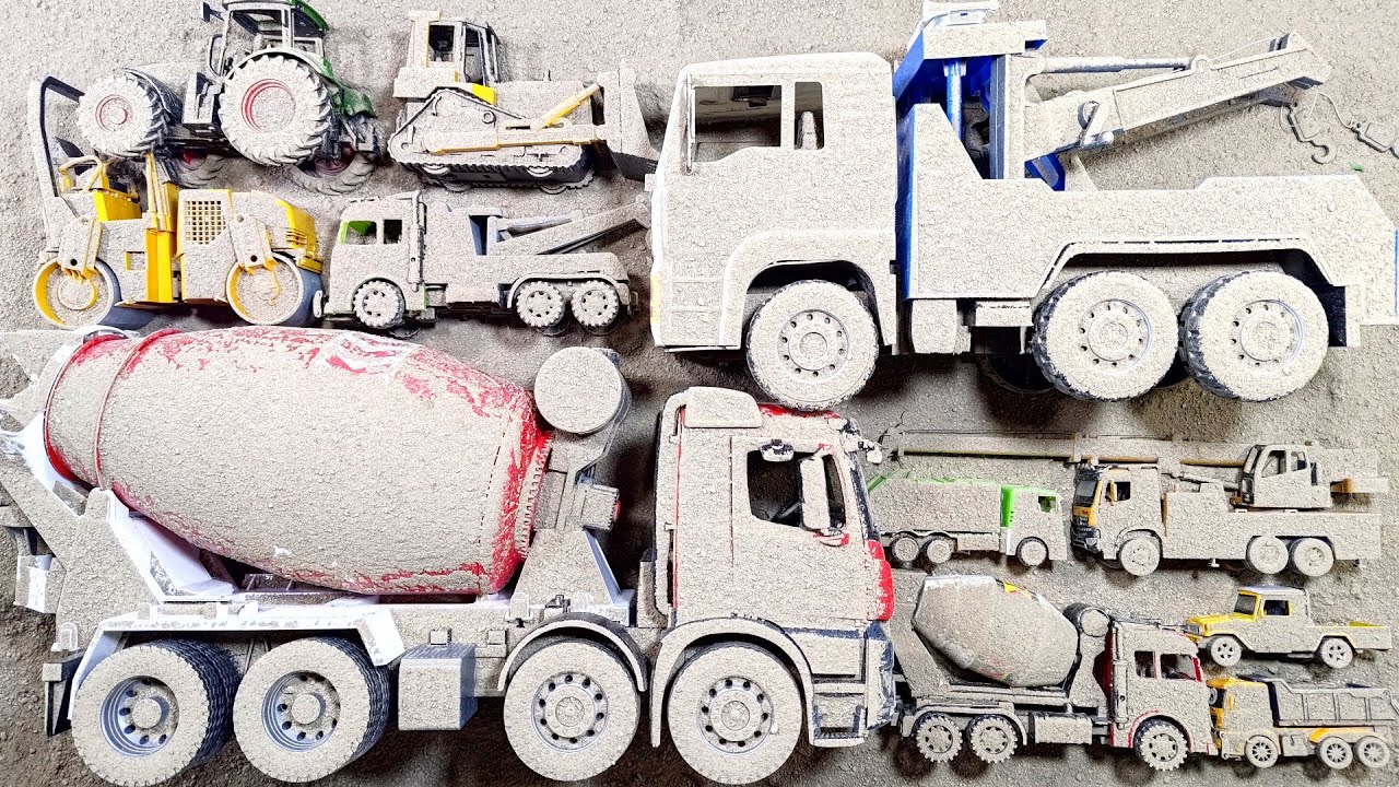 Temukan Mobil Mainan Terkubur dan Membersihkan Truk Molen Besar, Truk Derek Besar, Mobil Pemadam