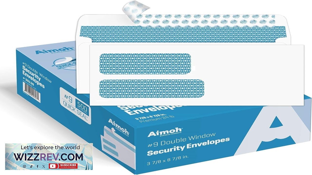 Aimoh 500#9 Double Window SELF Seal Security Envelopes for Invoices Statements Review