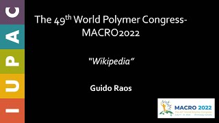 IUPAC Polymer Division Wikipedia Video