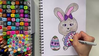 Easter Bunny Drawing and Colouring Easy for Kids