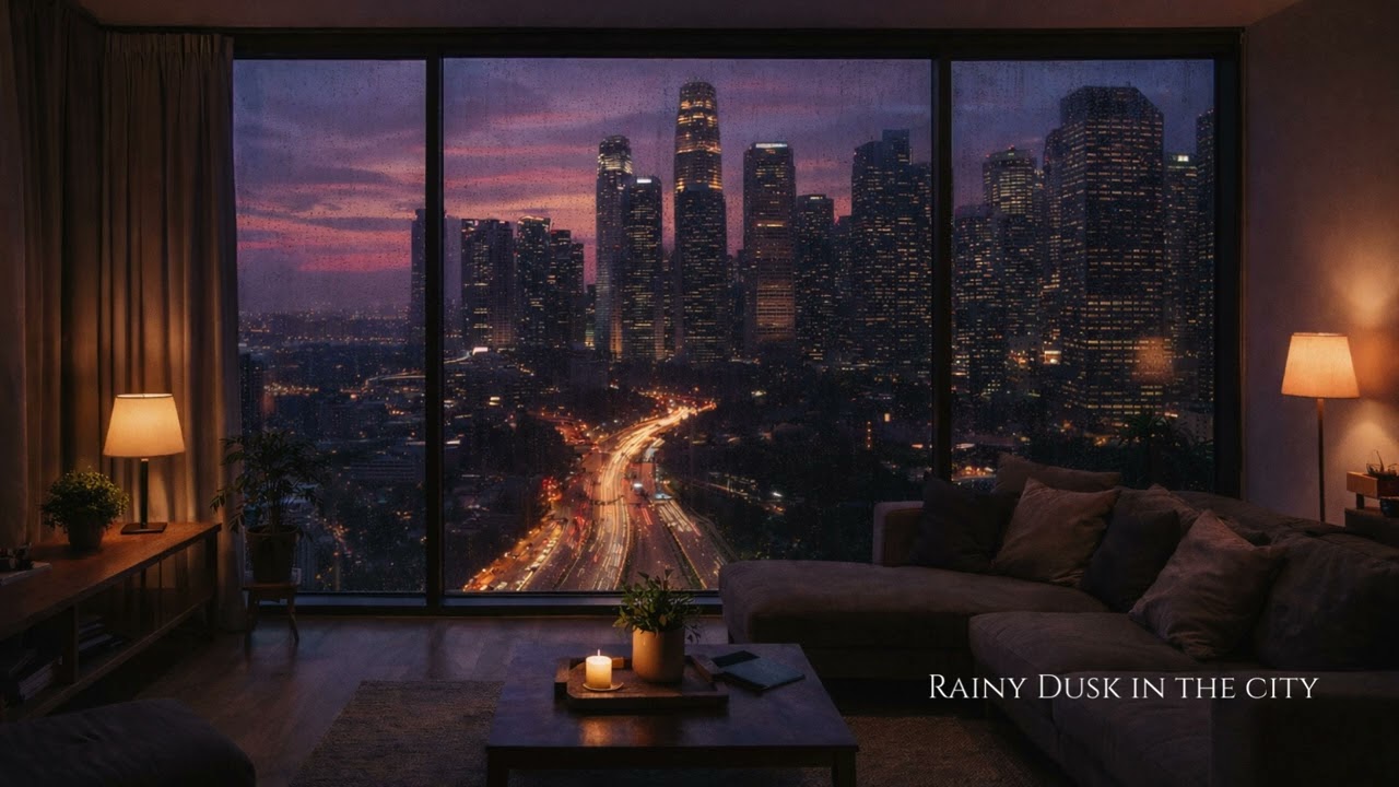Rainy dusk in the city | Ambient city jazz for slow mornings and stress relief