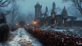 Snowy Rose Garden at the Old Gothic Mansion | Haunted Piano & Cello | Dark Academia Winter Ambience screenshot 2