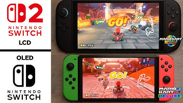 Switch 2 VS Switch 1 OLED Side By Side Screen Comparison - Mario Kart World vs 8 Deluxe