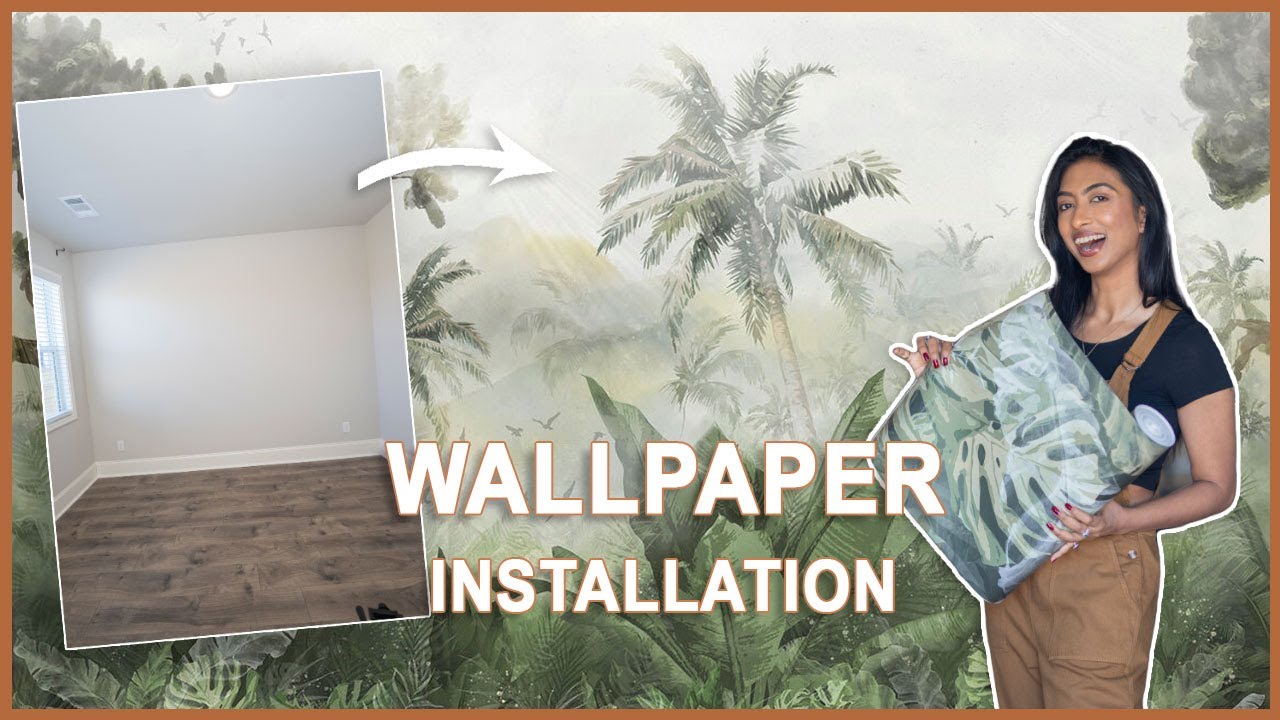 DIY wallpaper installation with paste Start to finish wallpaper tutorial Guest room makeover