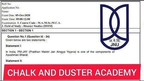 JNU Disaster Studies (DSSM) ENTRANCE PAPER 2020