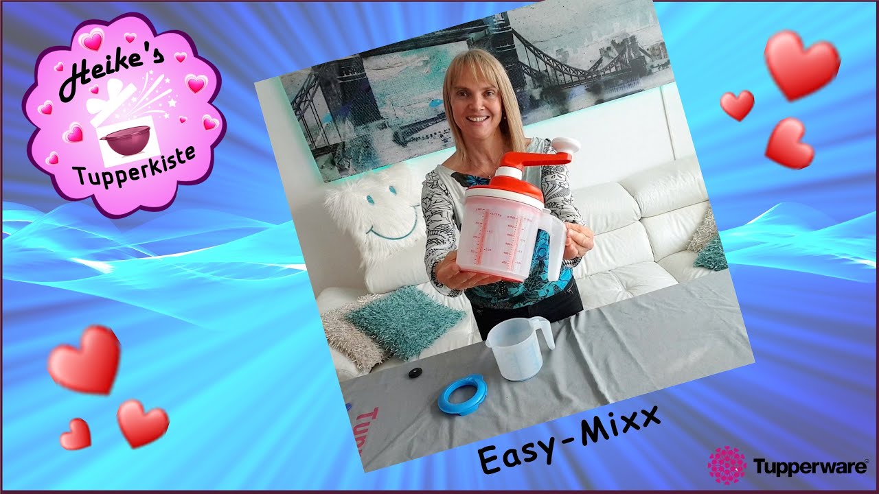 Tupperware Chef Easy MIXX 1,25L: Contenitore Con Frusta E Manovella Per Montare E Mescolare, Rosso E Bianco