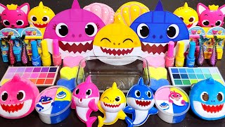 Asmr Baby Shark Slime Mixing Makeup,Parts, Glitter Into Slime!#Asmr#Satisfying#Slime