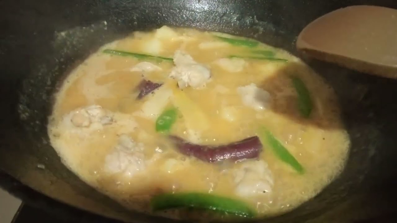 curry chicken with potato at talong  at beans