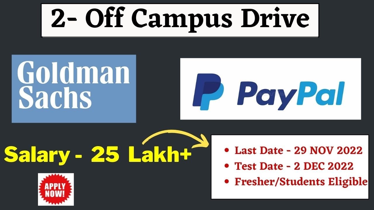 Goldman Sach | Paypal Off Campus Hiring -Test Date 2 DEC | Jobs For ...