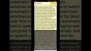 new fastest high quality auto TTS windows for blind character by character auto switch free auto TTS