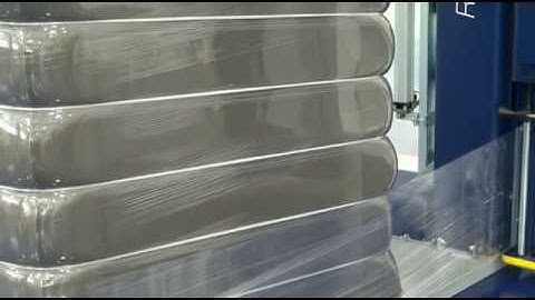 Rotoplat 508 semi automatic stretch wrapper with Roping Device by Robopac USA