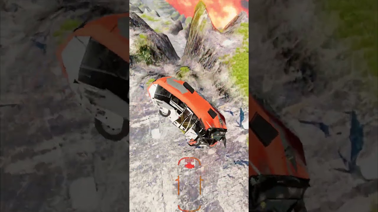 🚌😨🚗5 Separate Red Buses vs Deep Lava Pit 