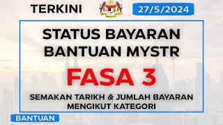 STATUS STR FASA 3: TARIKH & JUMLAH BAYARAN BANTUAN TUNAI