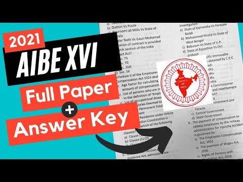 AIBE Exam XVI 2021 | Full Question Paper with Answer Key