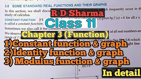 Some standard real functions and their graph |RD Sharma Class 11 Chapter 3 (Function) |