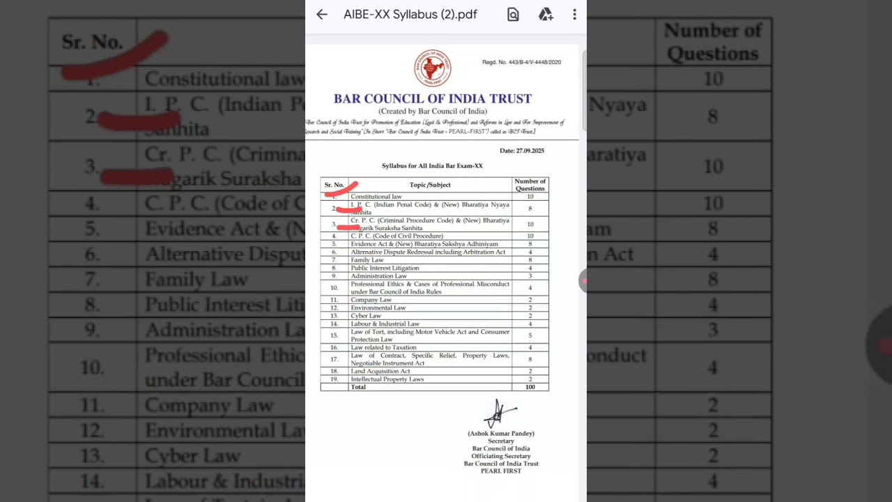 AIBE XX SYLLABUS 2025 
