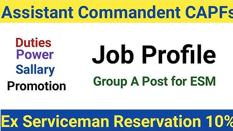 CAPF Assistant  Commandent Job Profile/ Exserviceman  Group A Job/Exserviceman Reservation in UPSC