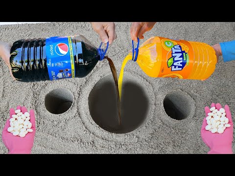 Experiment !! Underground Coca Cola Vs Fanta Mirinda Sprite AND Mentos